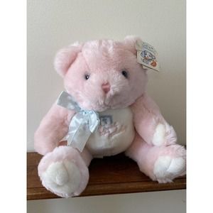 Rare Vintage Dan Dee Soft Expressions Pink Teddy Bear Rattle Plush Baby Dandee